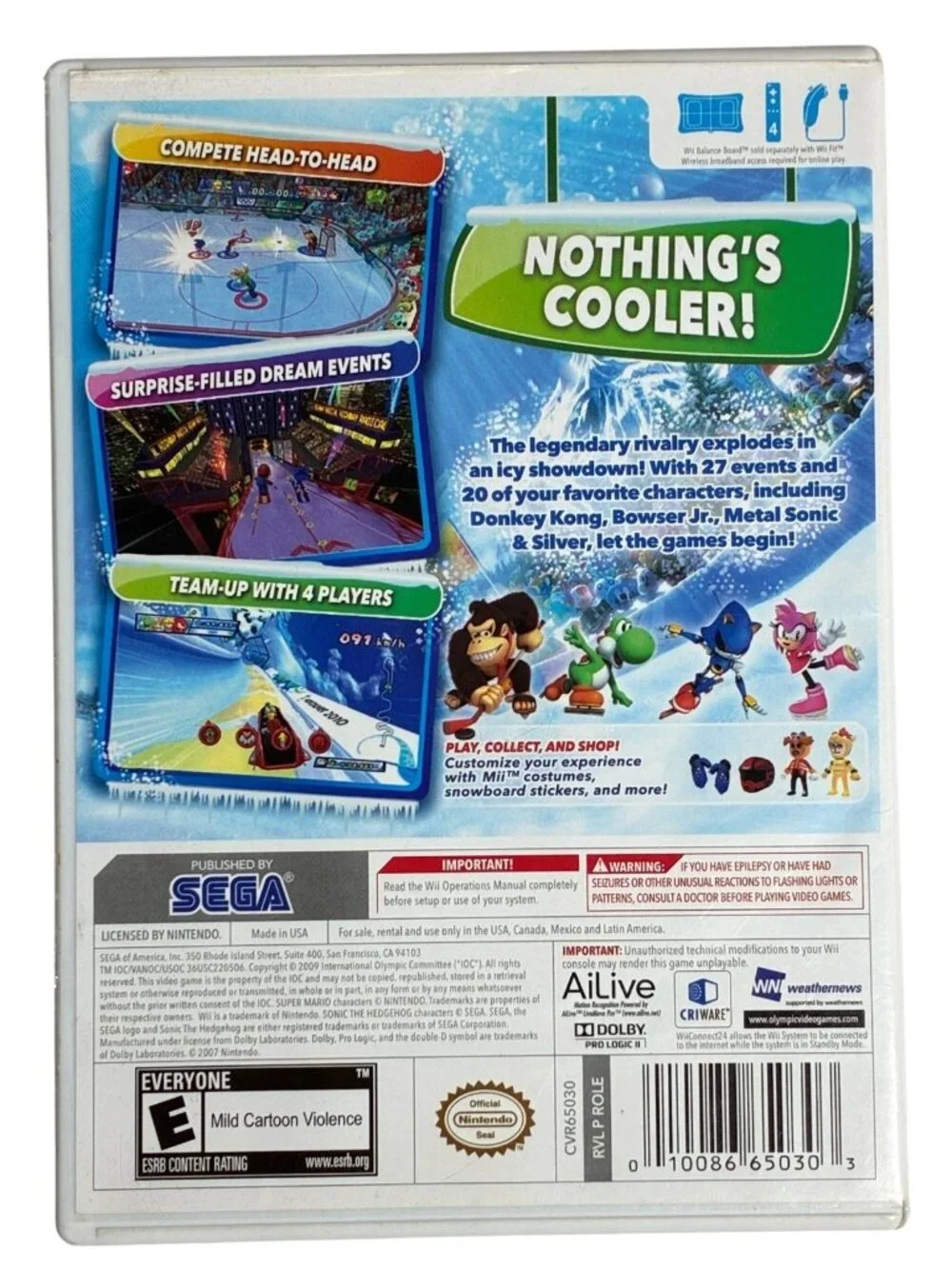 Mario & Sonic London 2012 Olympic Games & Winter Games Wii CIB Complete Tested